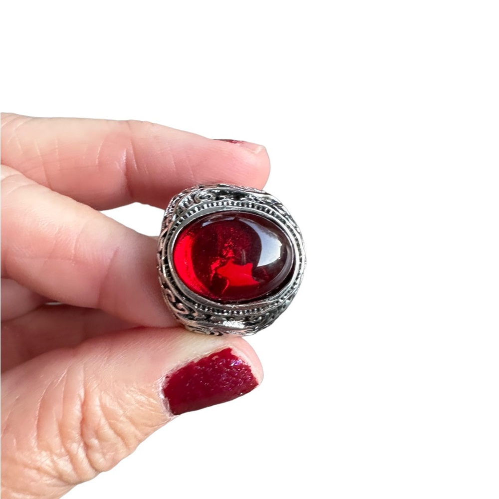 Ruby Stone Class Ring Style Ring - Picture 4 of 10